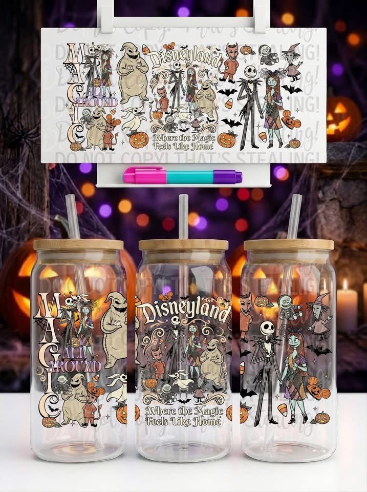 Nightmare Before Christmas 16oz Glass Can