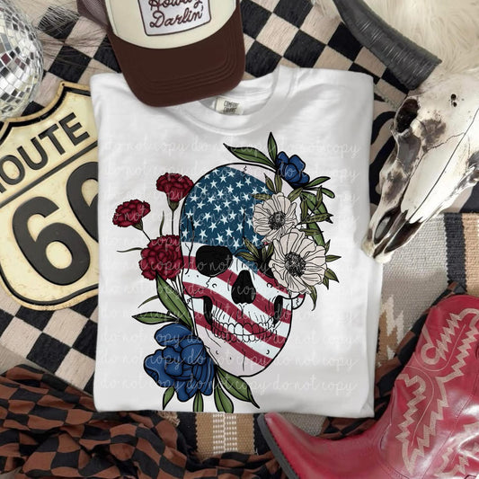 Boho Patriot Skull