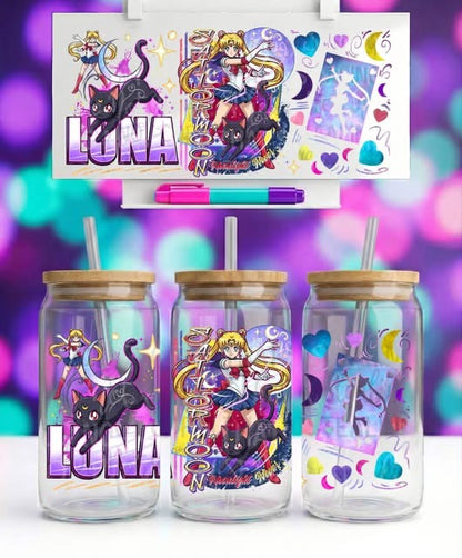 Sailor Moon 16oz Glass Can
