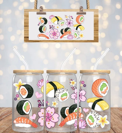 Sushi and Blossoms 16oz Glass Can